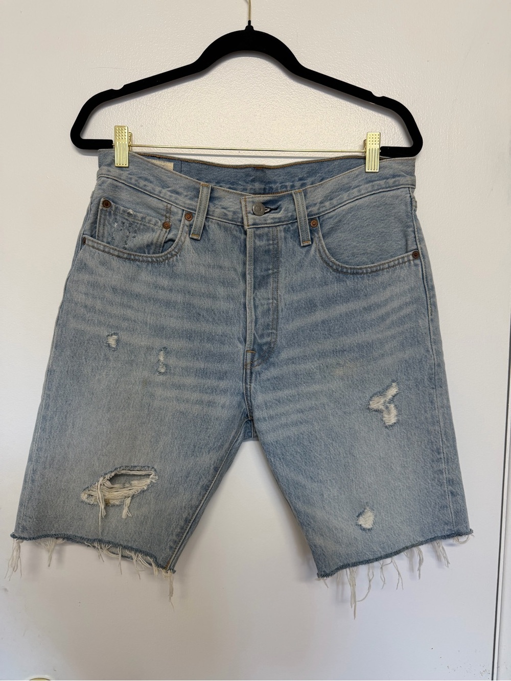 Levi's Light Blue Distressed Denim Jean Shorts